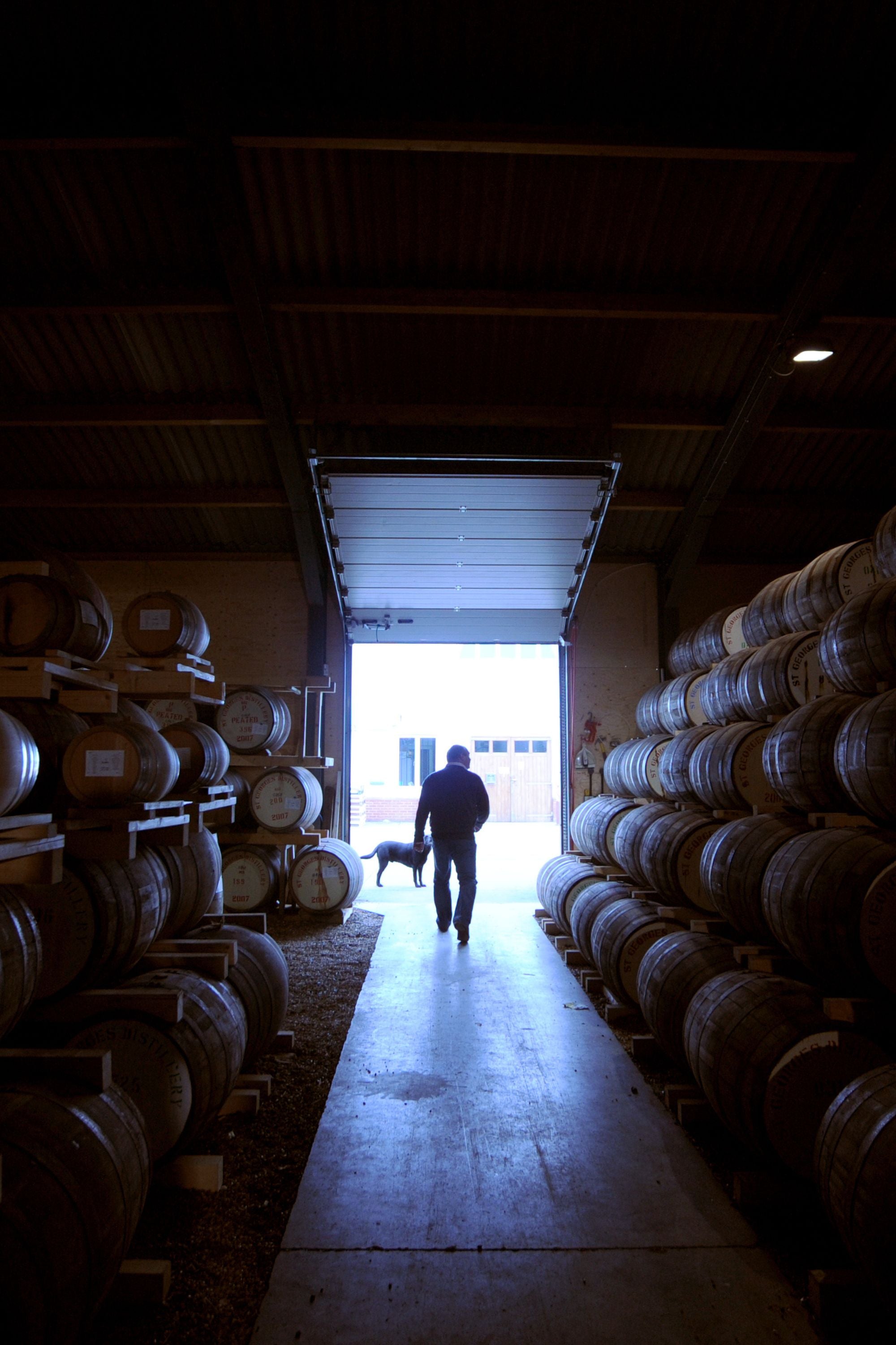 Andrew Nelstrop in the barrel warehouse at The English Distillery