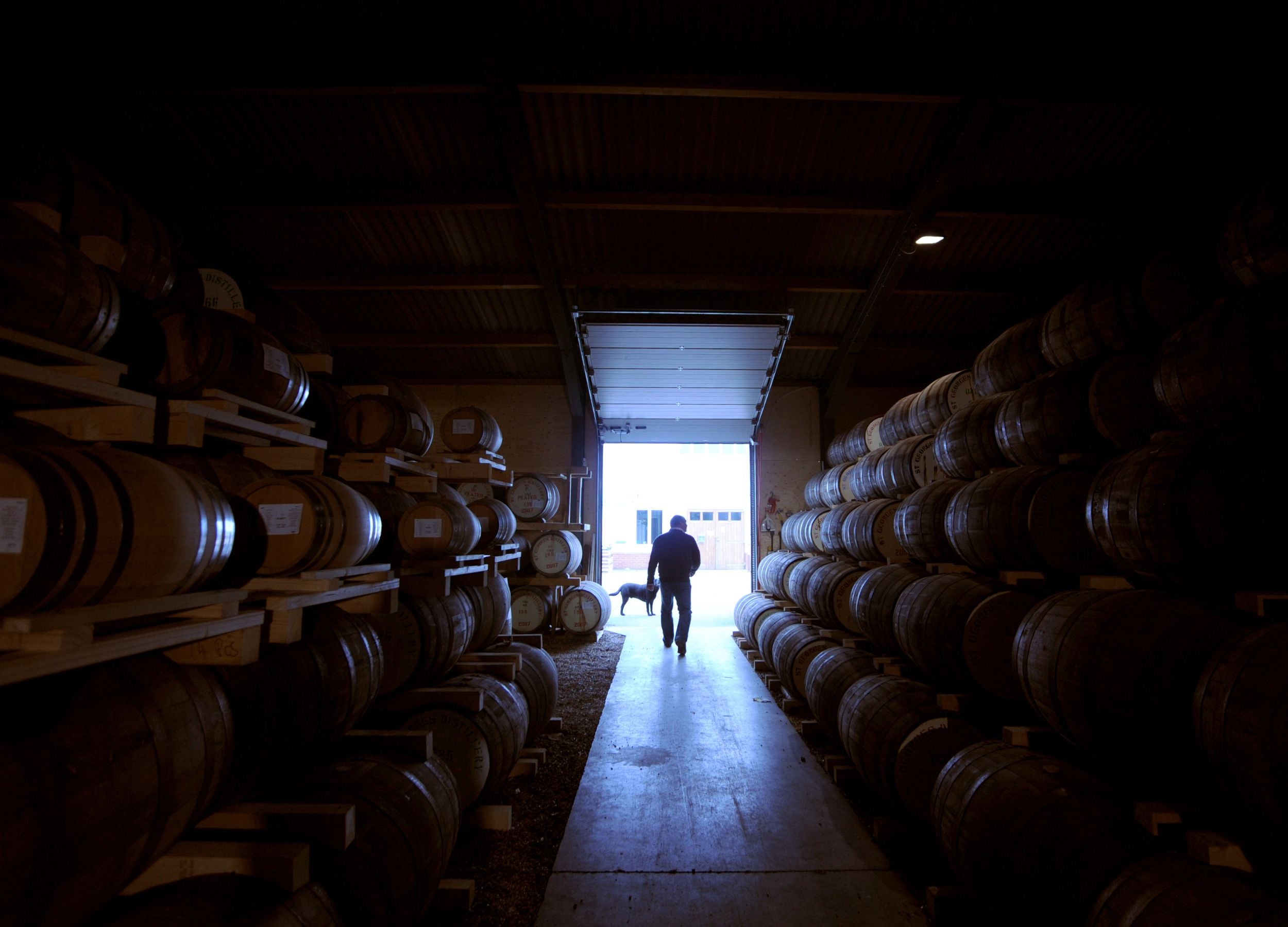 Andrew Nelstrop in the barrel warehouse at The English Distillery