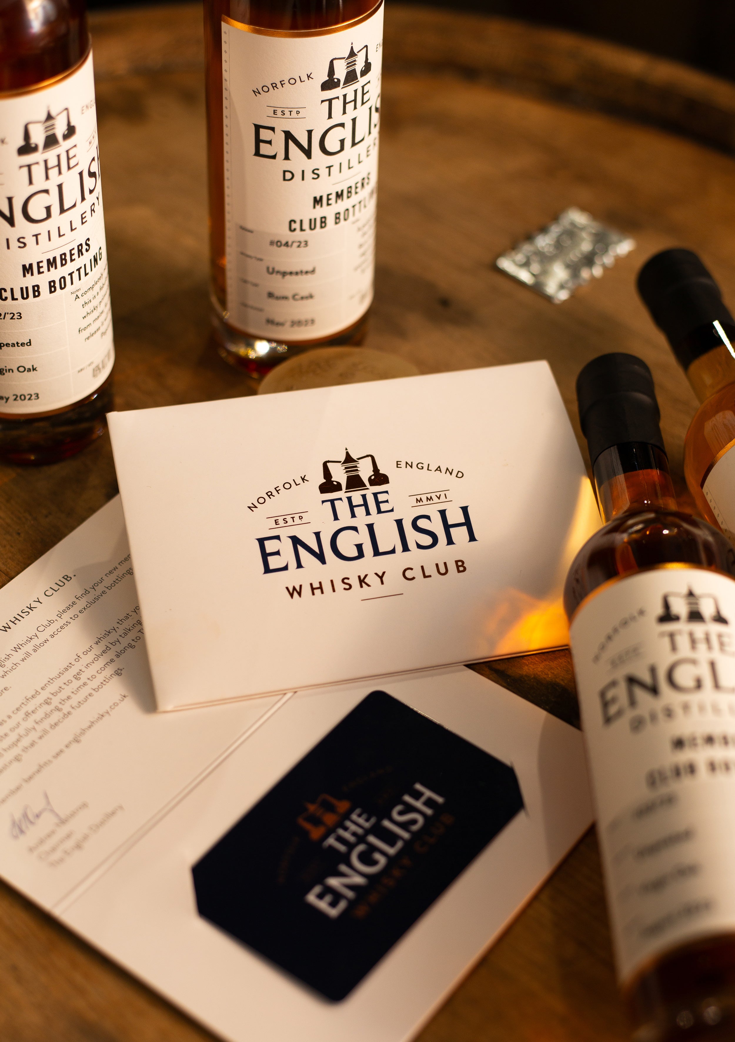 Membership pack and tasting bottles from The English Whisky Club