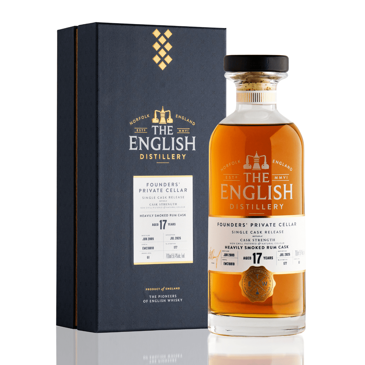 Founders' Private Cellar - 17 Year Old Heavily Smoked Rum Cask - The English Distillery